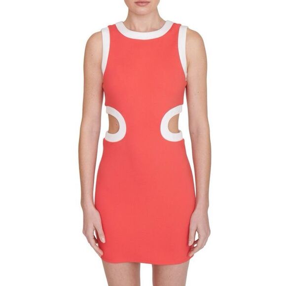 STAUD Dolce Contrast Cut Out Mini Dress Size L $245 - Picture 1 of 9